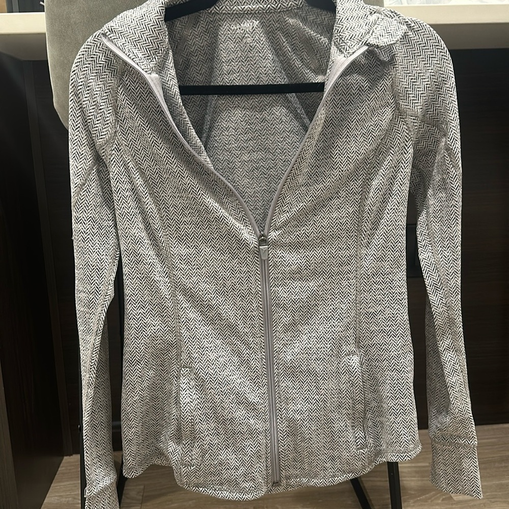 Athletic jacket, grey/white chevron